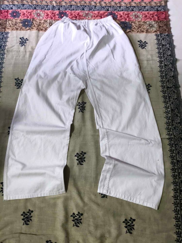 white cotton wide leg pant