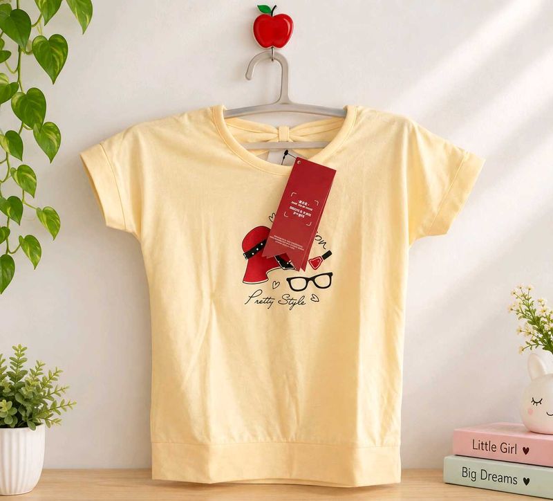 Cute Yellow Graphic T-Shirt for girls