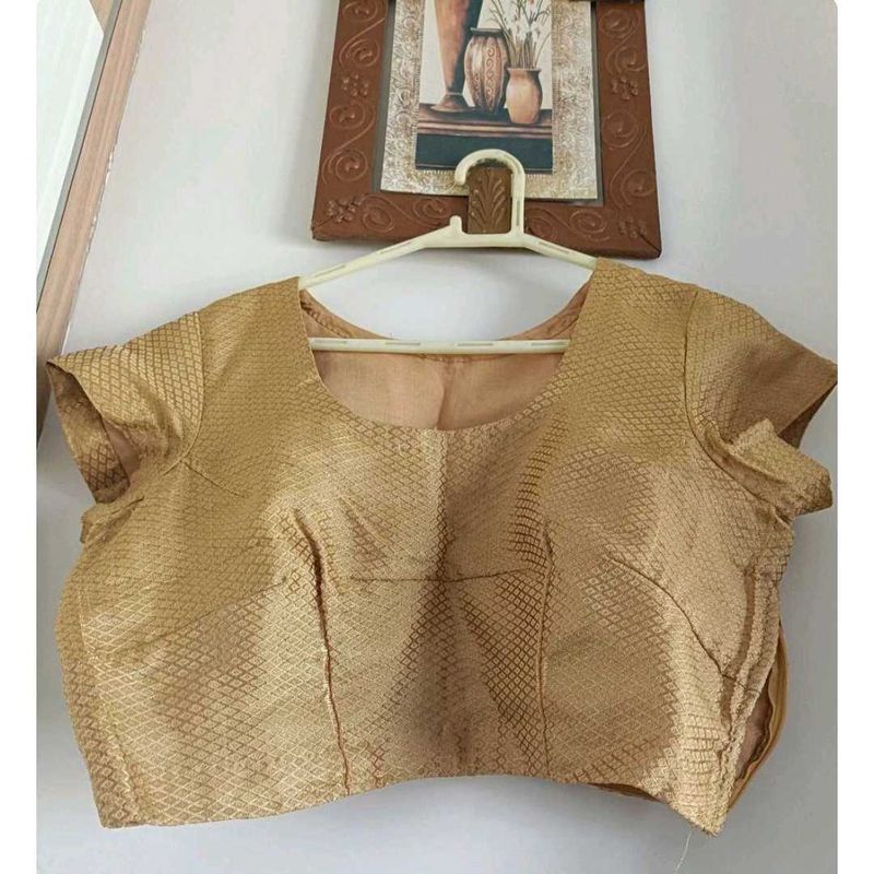 Elegant Gold Brocade Blouse