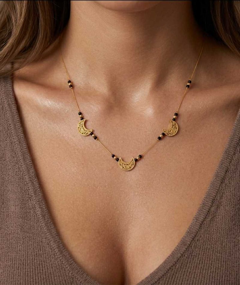Invisible Moon Gold Plated Necklace