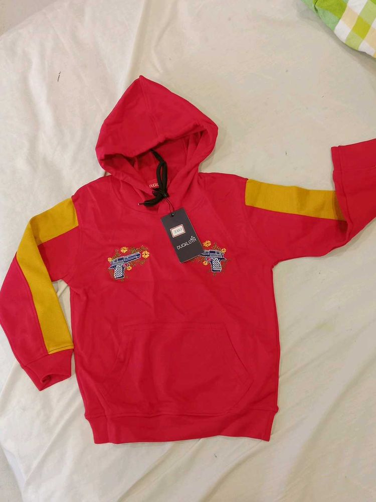Boys Red Hoodie with Gun Graphic