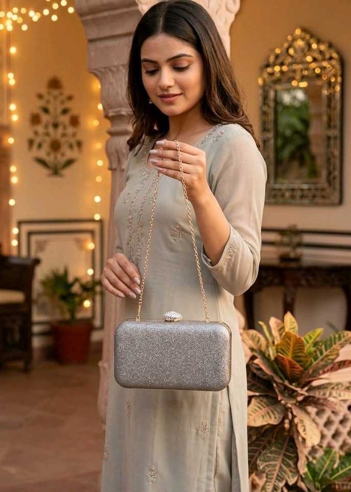 Sparkling Silver Evening Clutch