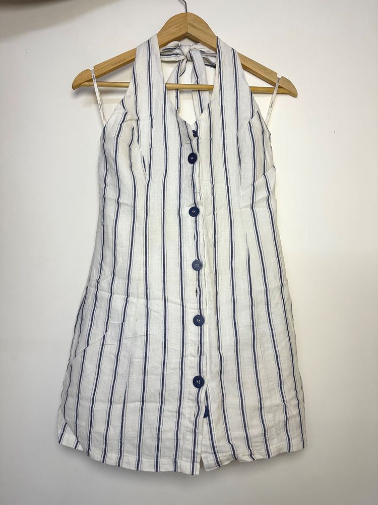 Striped Halter Neck Mini Dress