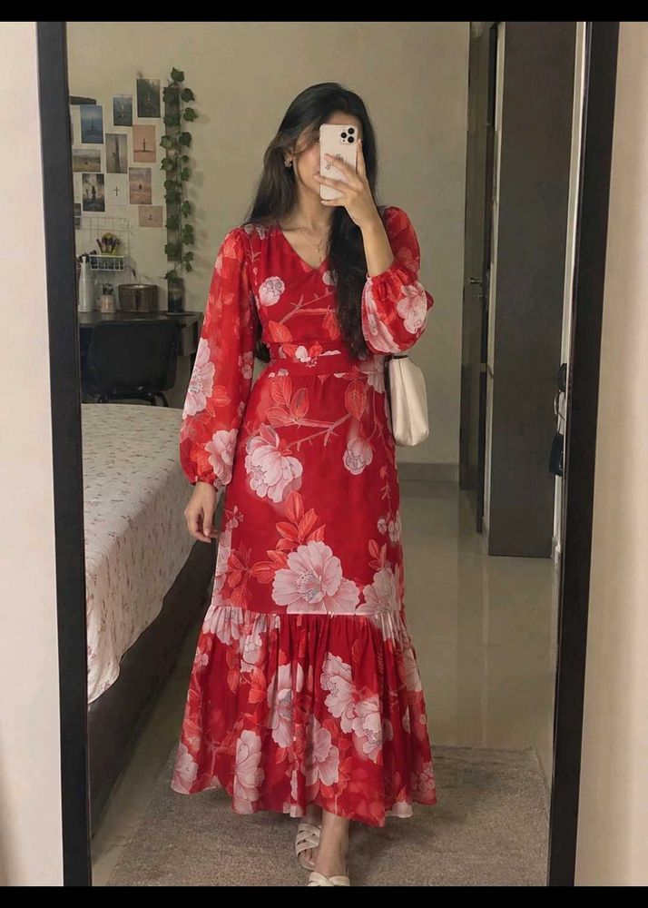 Red Floral Maxi Dress