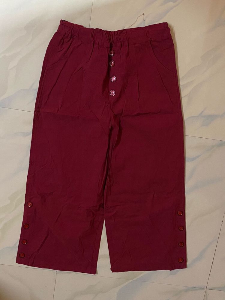 N5 - Maroon Button Trouser Pants