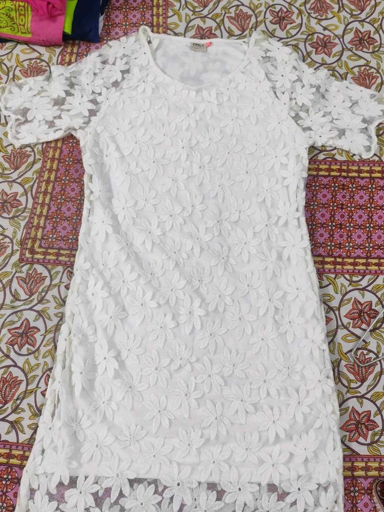 White Lace Floral Dress