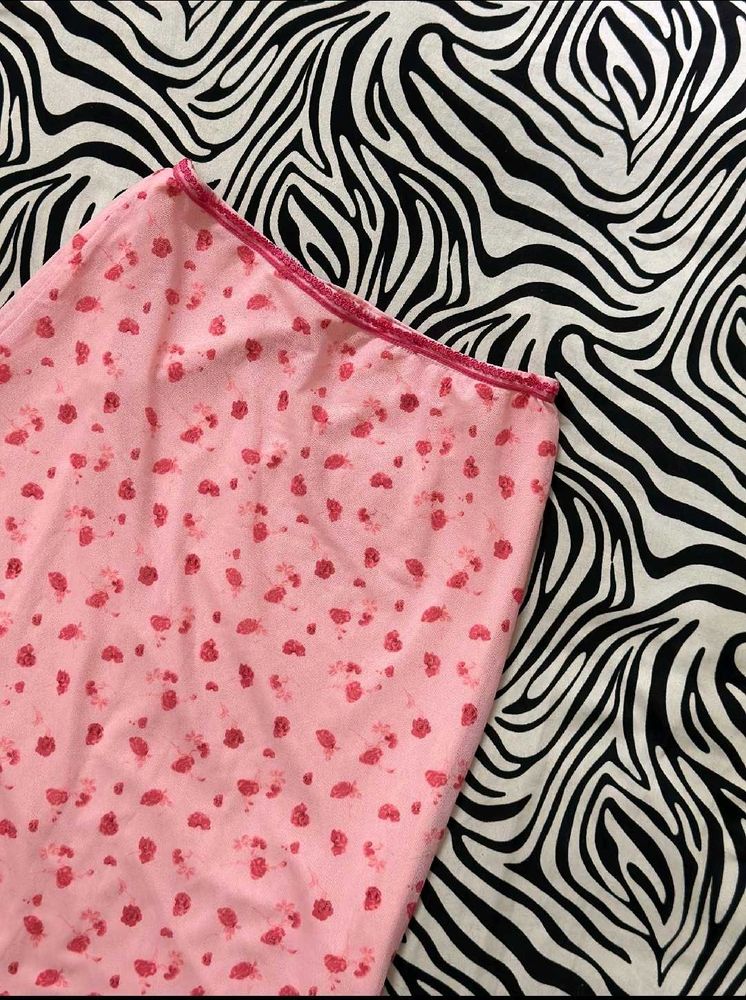 Pink Floral Mini Skirt
