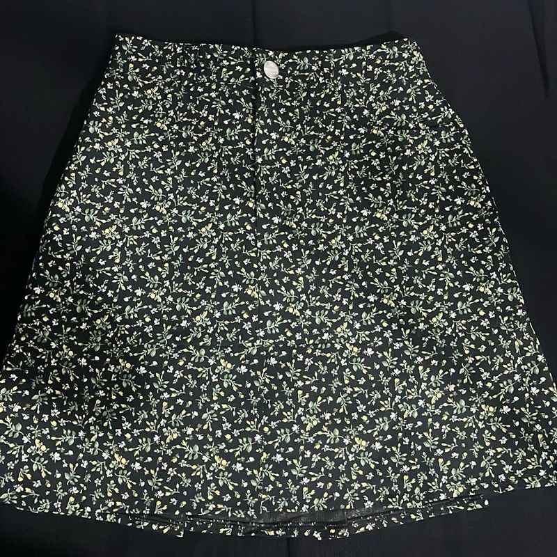 Black Floral Mini Skirt