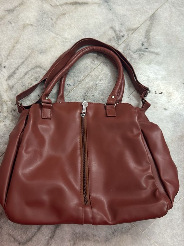 Chic Brown Faux Leather Handbag