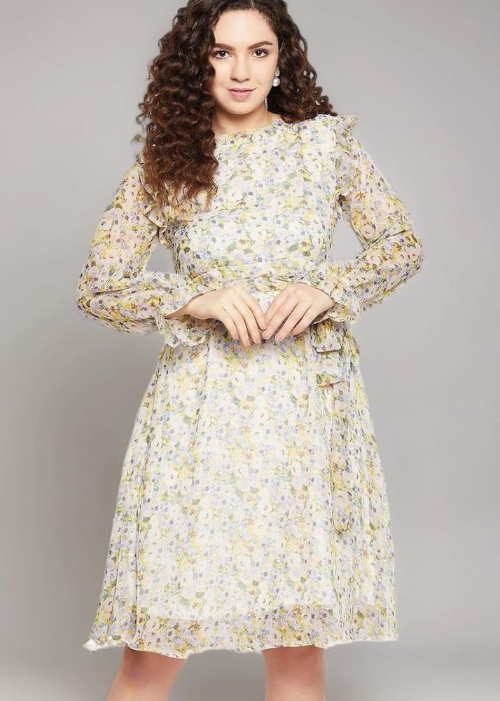 SEREIN Floral Knee Length Dress | Size XS