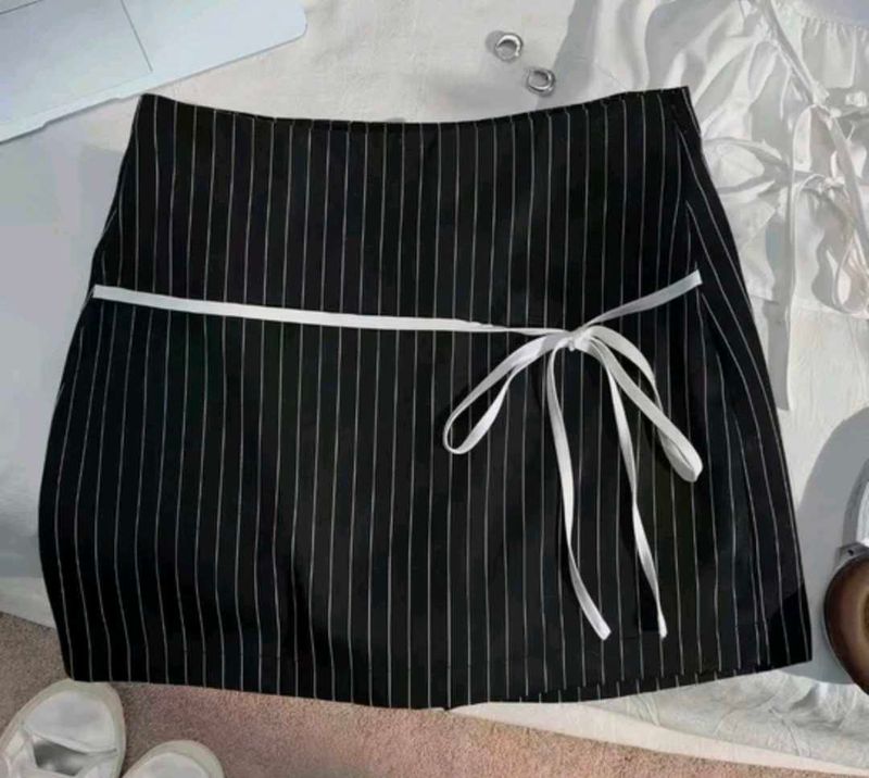 Pinstripe Wrap Mini Skirt