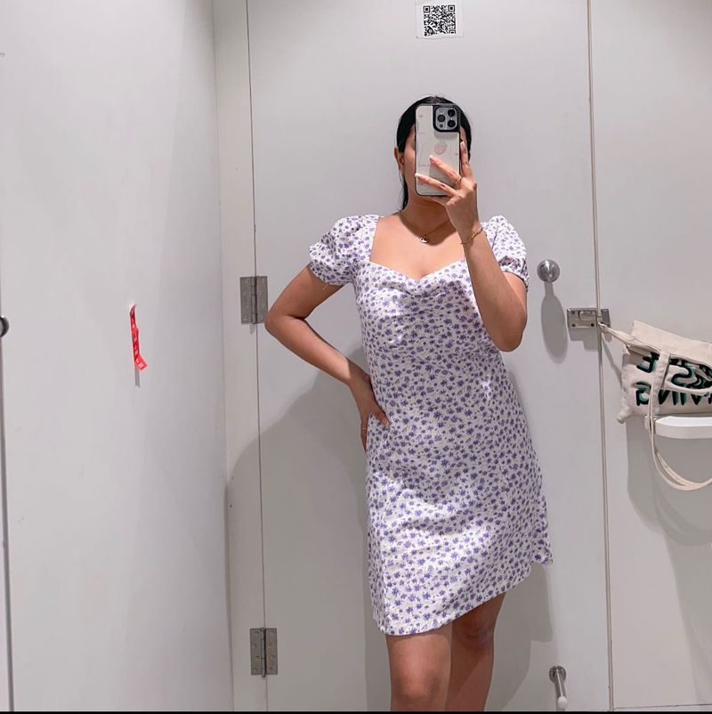 Cute Floral Print Mini Dress