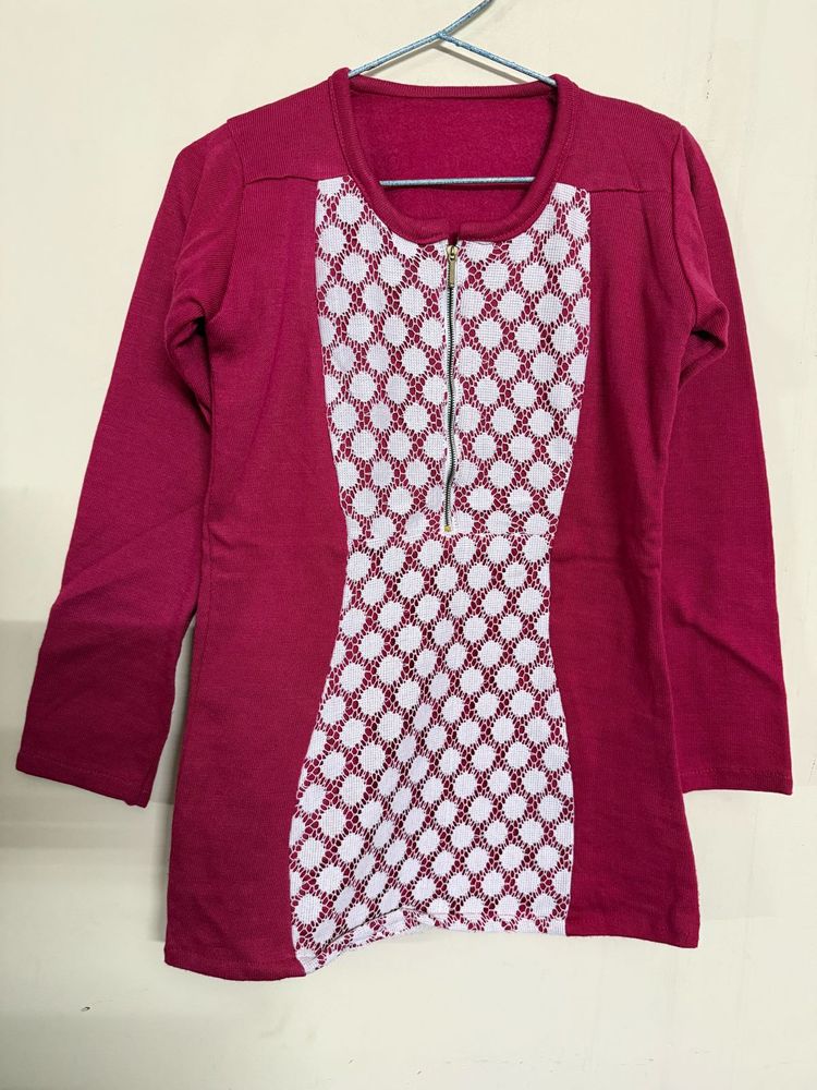 Maroon Fleece Top