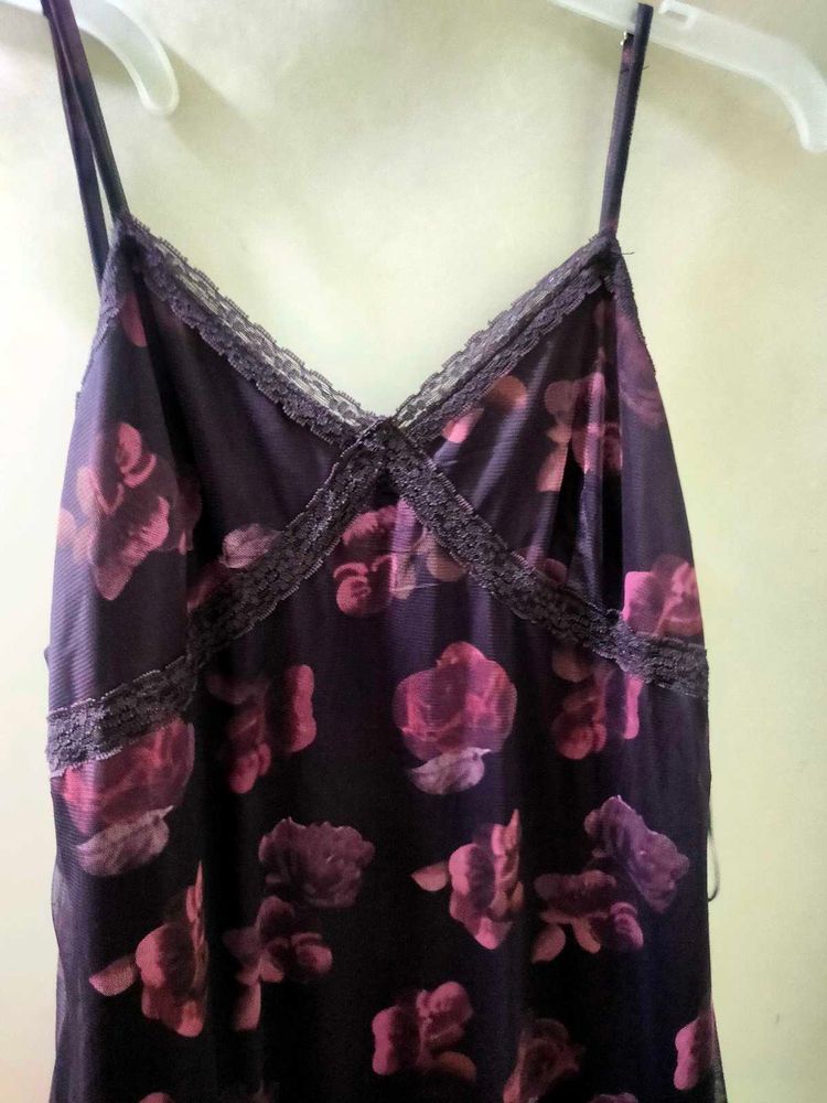 Zudio Floral Mesh Asymmetric Slip