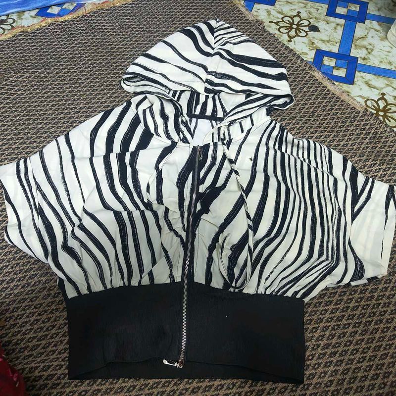 Zebra Print Hooded Jacket