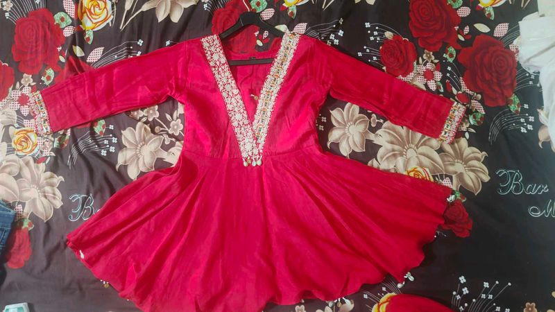 Beautiful redish pink sharara set