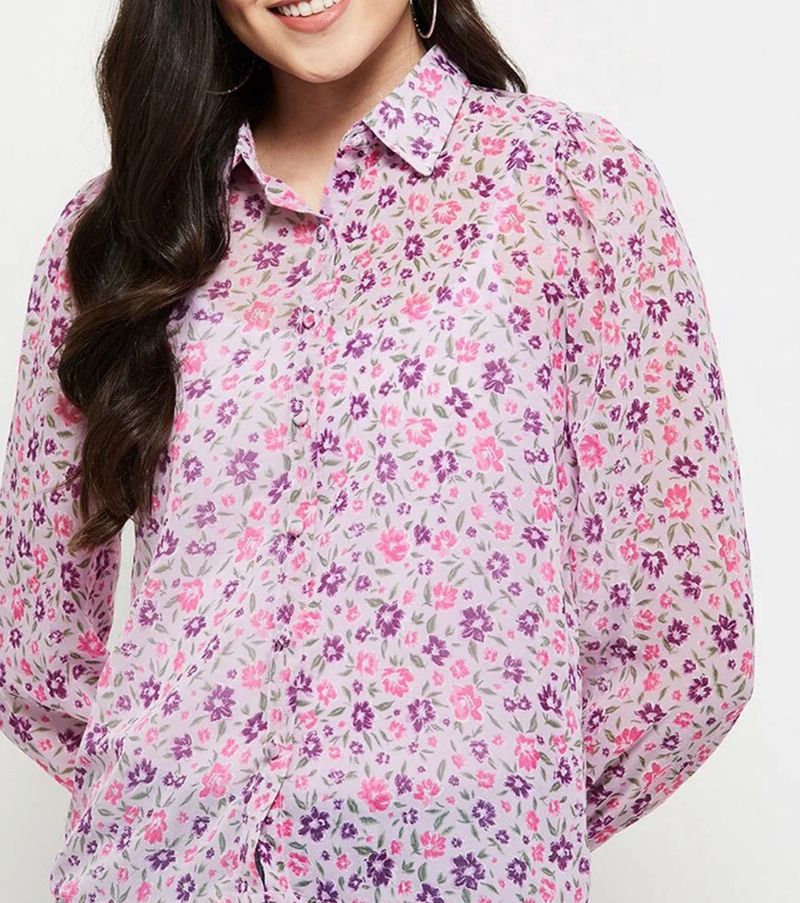 Floral Print Button-Up Shirt