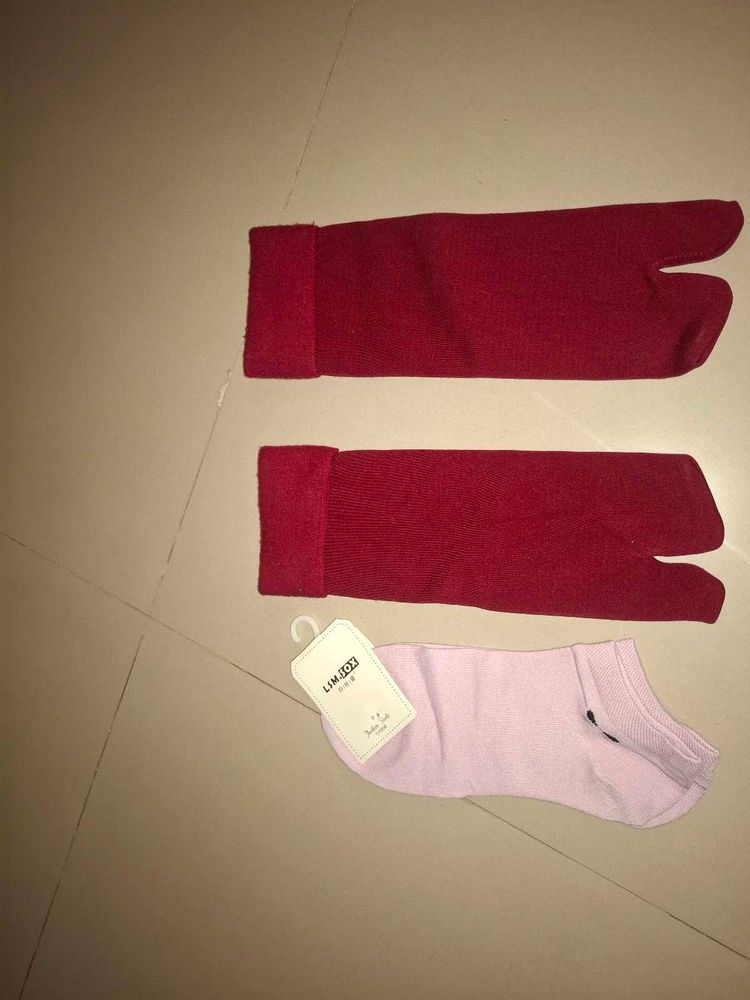 marun &amp; Pink Toe Socks
