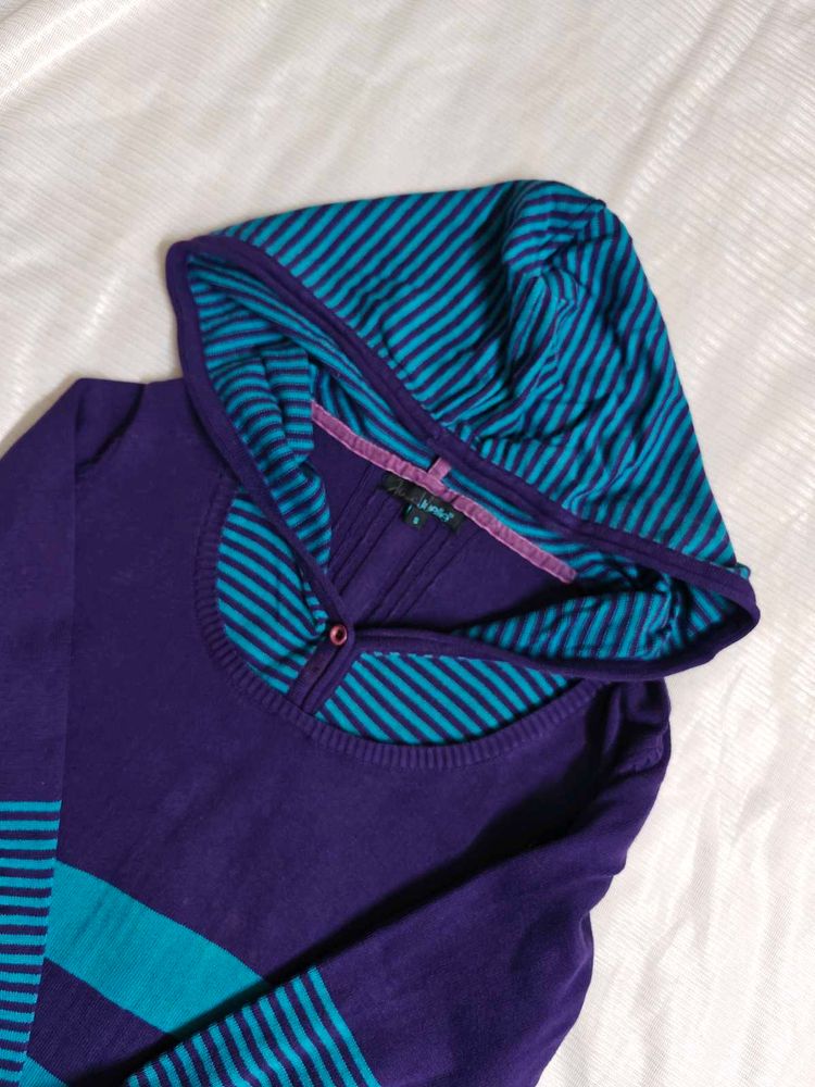 Purple &amp; Teal Striped Hoodie