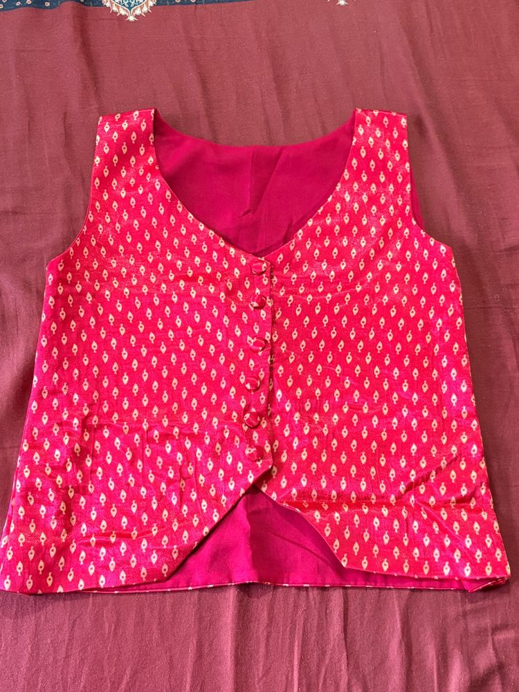 Vibrant Pink Sleeveless waistcoat ethnic s