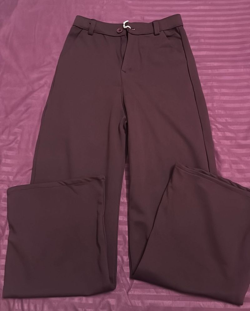 Wide Leg Pants - Burgundy