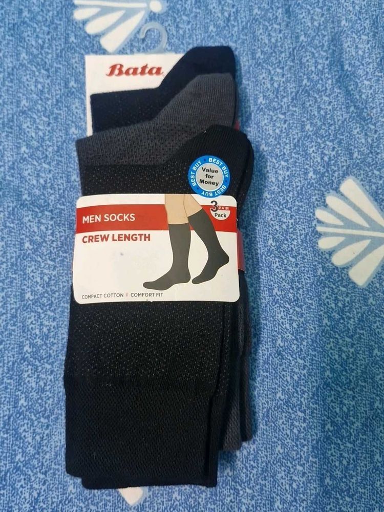 Bata Men's Crew Length Socks - 3 Pack