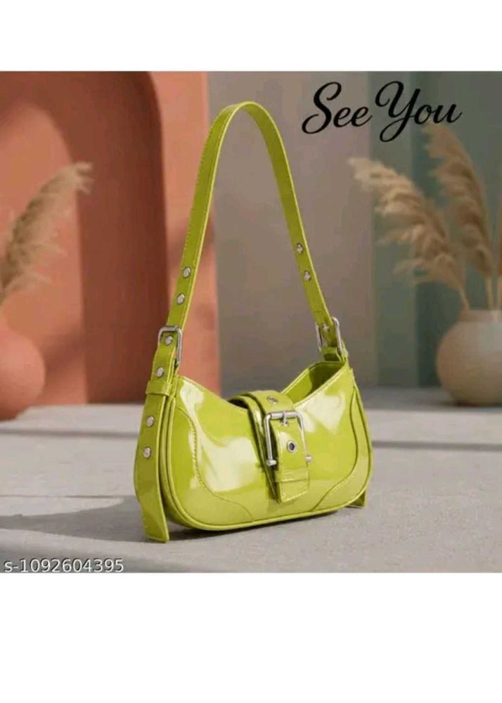 Lime Green Patent Leather Shoulder Bag