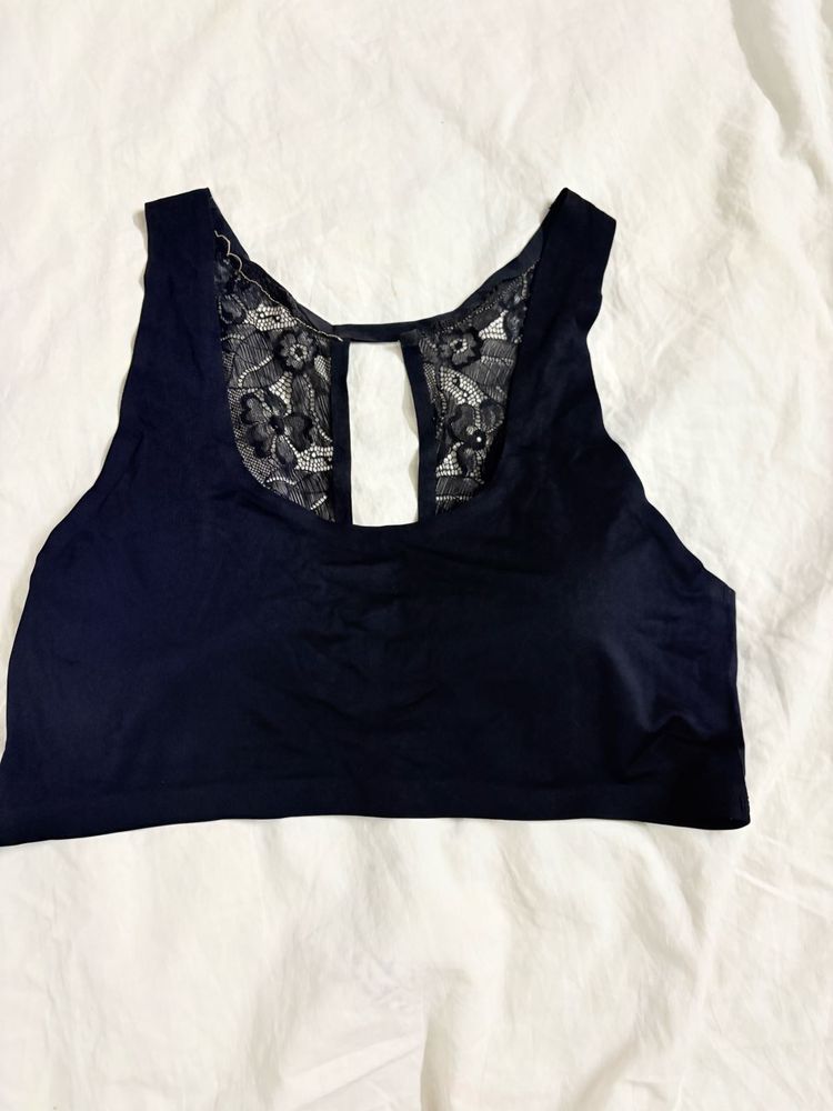 Lace Trim Sports Bra