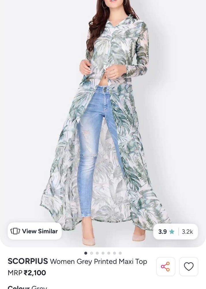 SCORPIUS Women Grey Printed Maxi Top