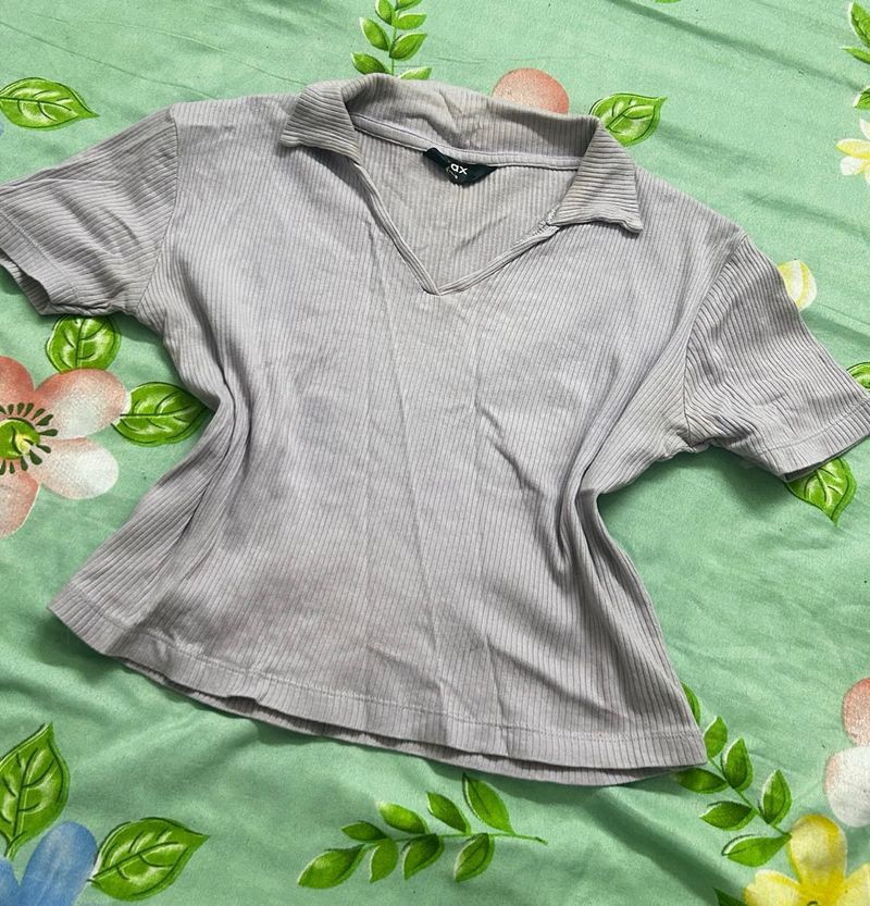 max Ribbed  V-Neck Top