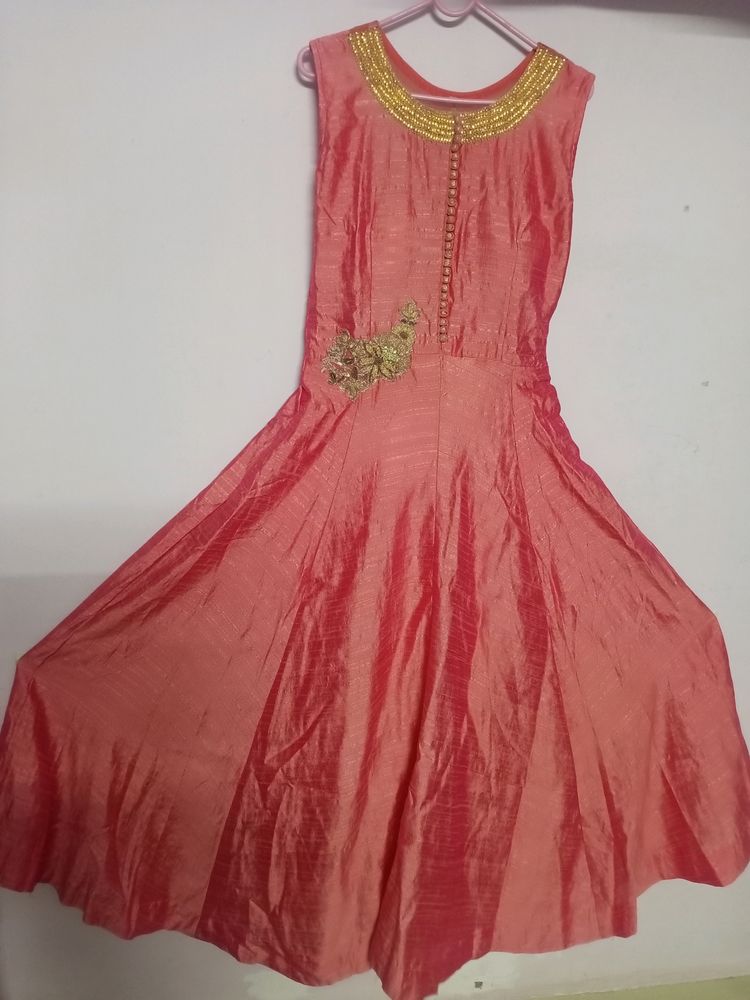 Peach Pink Umbrella Silk Gown
