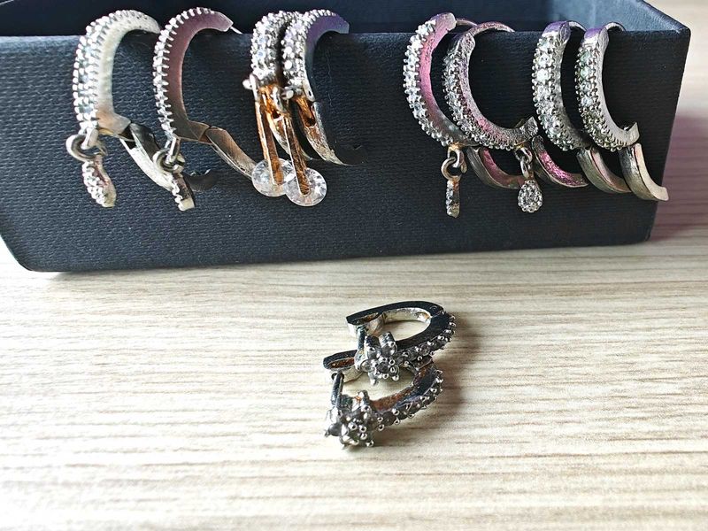 Combo of Sparkling Hoop Earrings Set