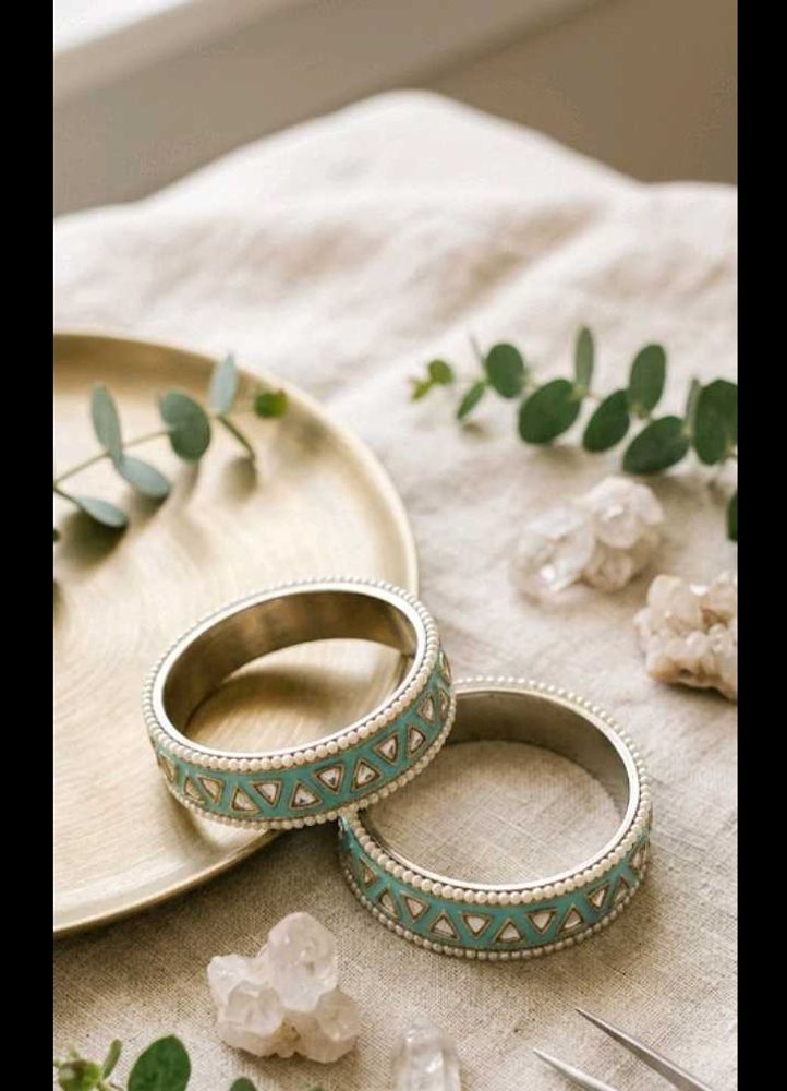 Boho Chic Teal Beaded Bangles