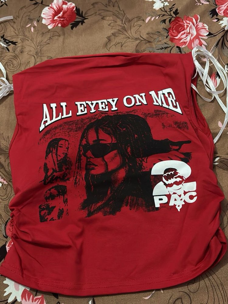 Red 2Pac Graphic Tube Top