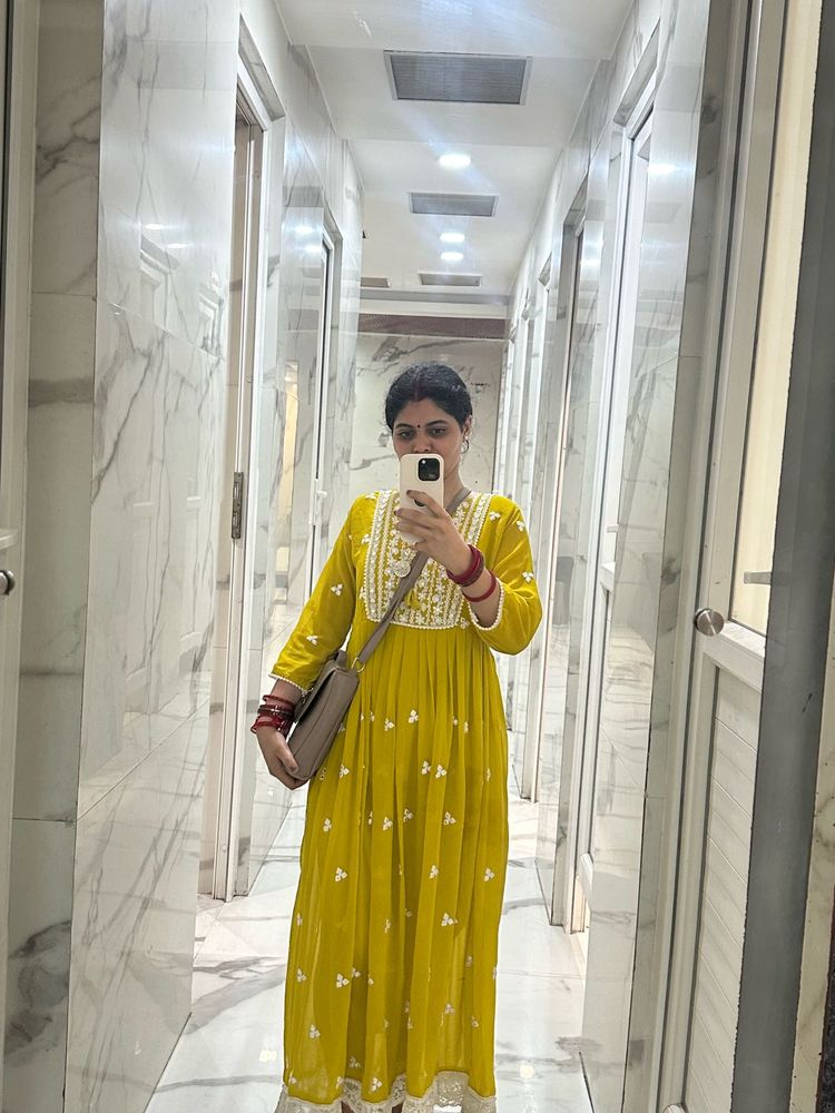 Yellow Embroidered Maxi Dress
