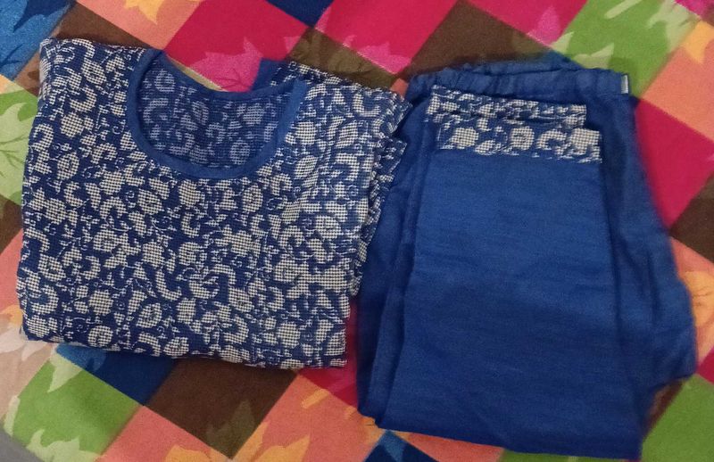 Blue Printed baby Kurta &amp; Pants Set