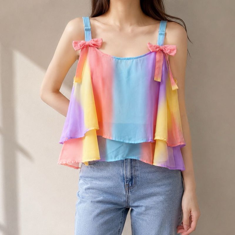 Pastel Rainbow Bow Top 🎀