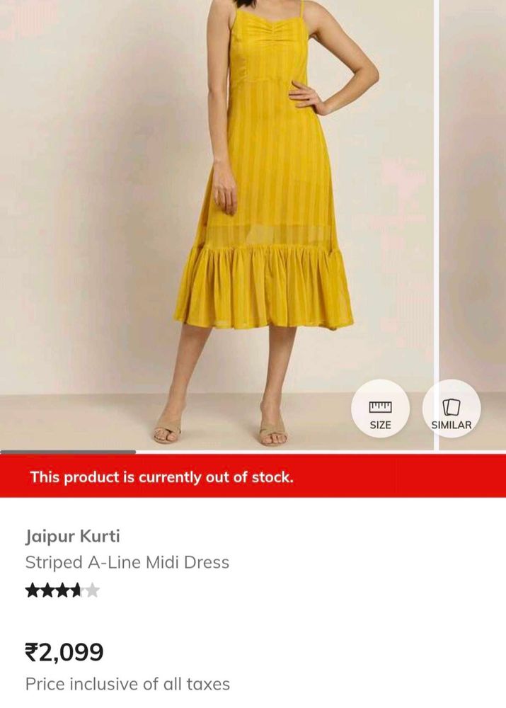 Yellow Striped Midi Dress