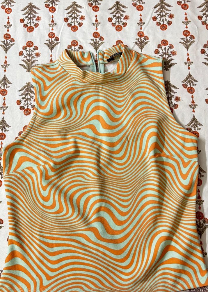 Madame-Retro Swirl Print Top- Free Delivery