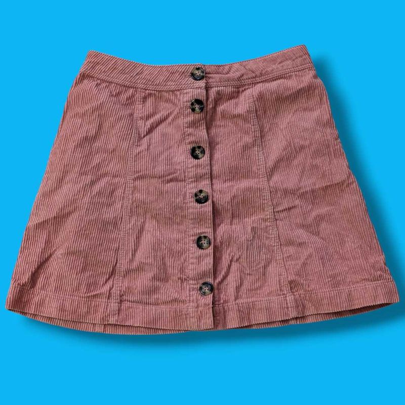 Cute Corduroy Button-Up Skirt