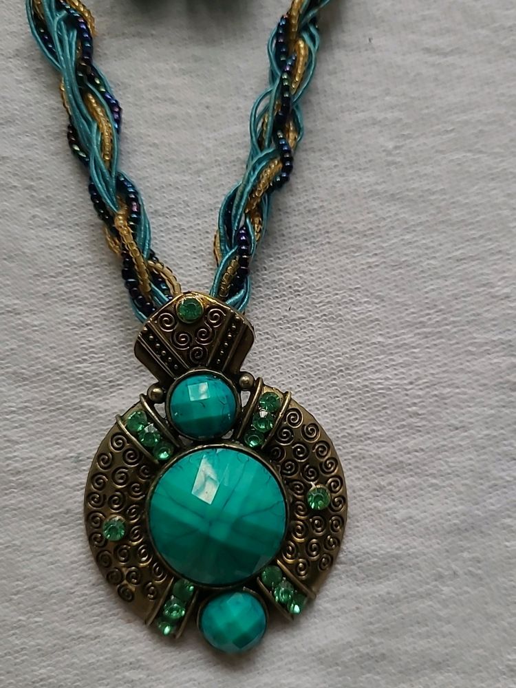 Blue Colour Fancy Beaded Necklace