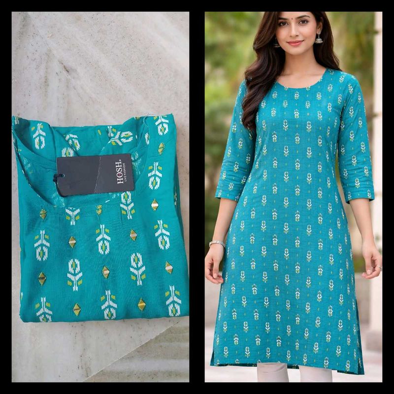 Beautiful Teal Printed Kurta
