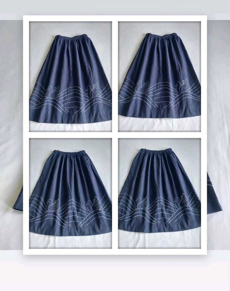 Charming Blue Skirt with Swan Embroidery 🪻