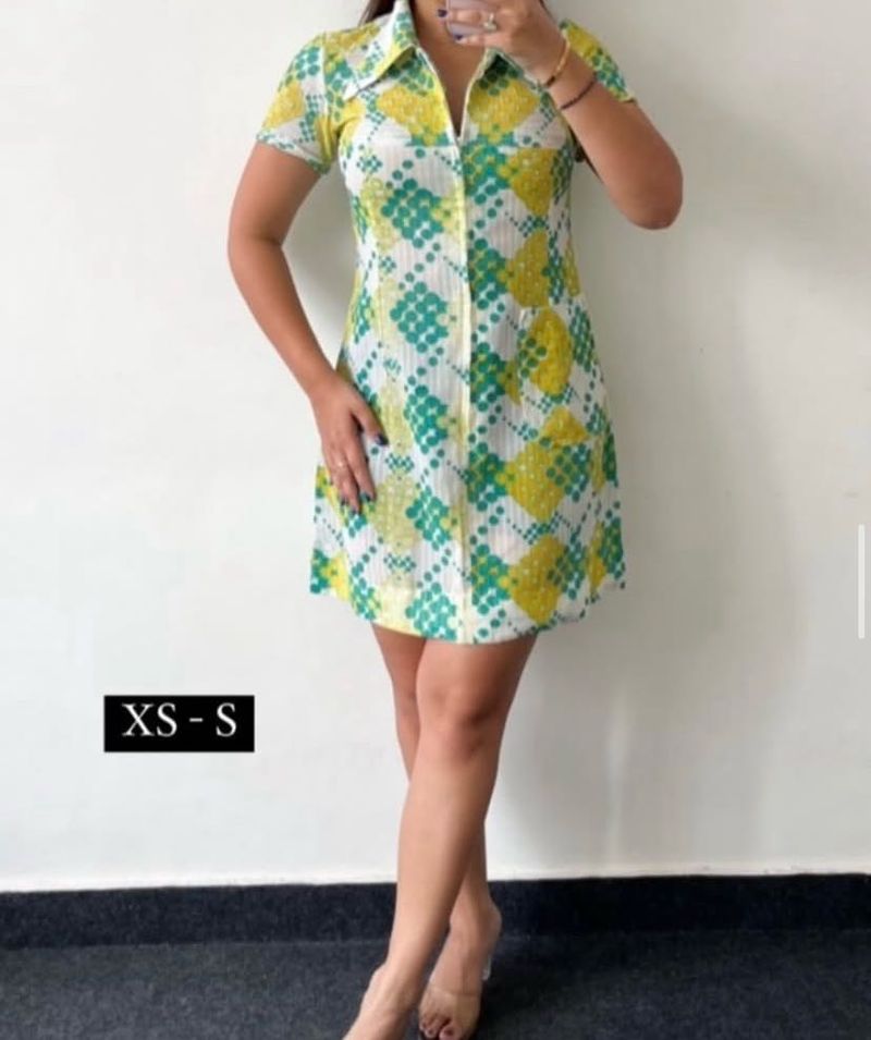 Retro Print Shirt Dress