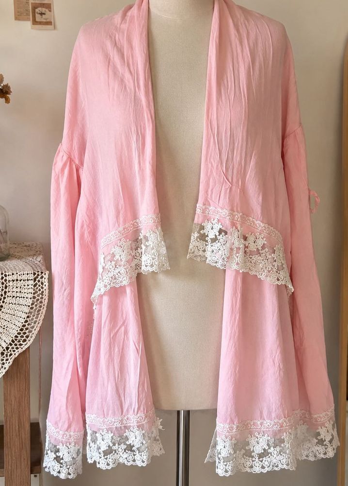 Pink Lace Trimmed Shrug