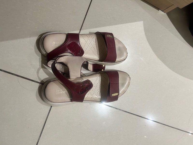 Stylish Maroon &amp; Cream Sandals
