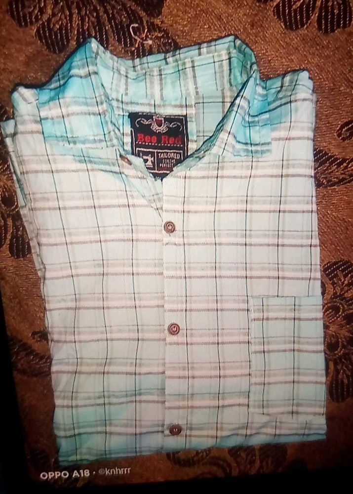 Men's Blue Plaid Casual Shirt