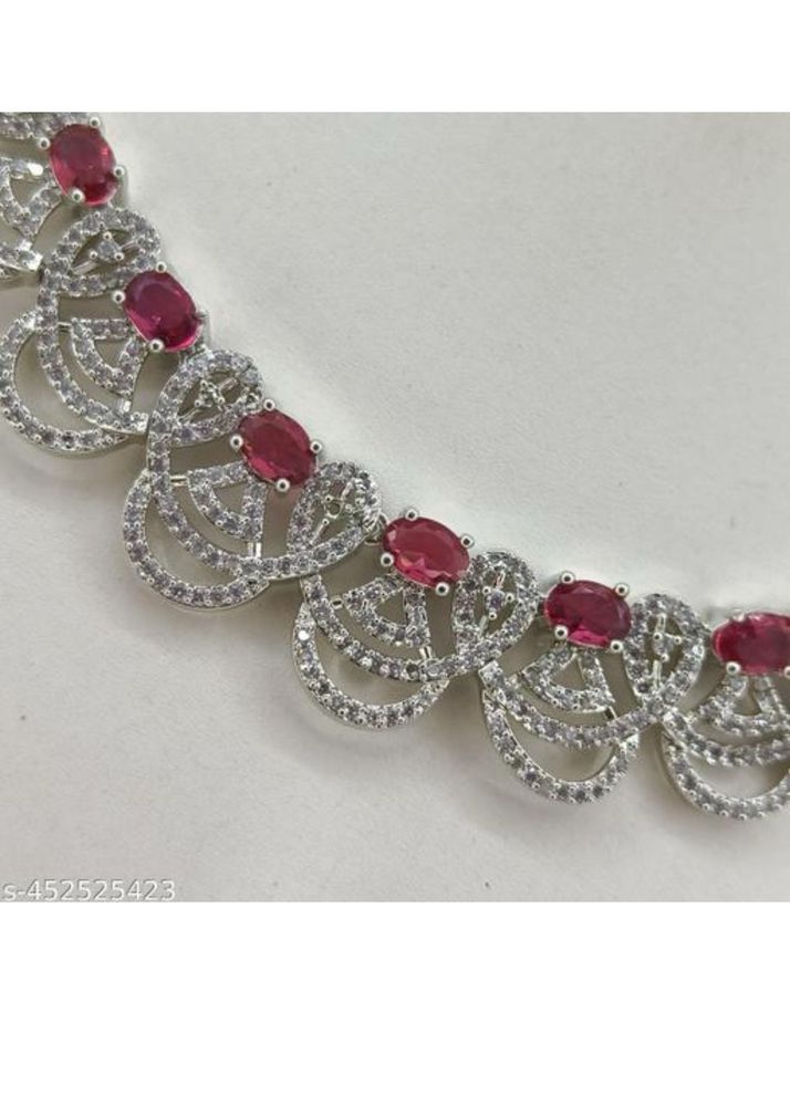 Ruby &amp; CZ Silver-Plated Necklace