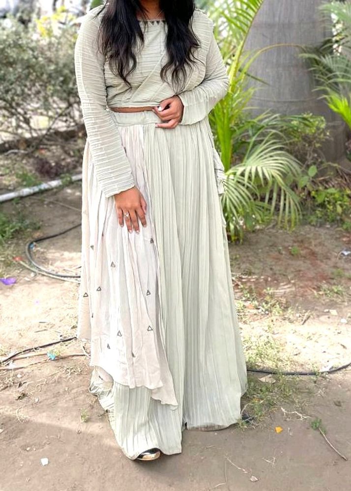 Pleated Cloth Chaniya Choli Drape Attached Du