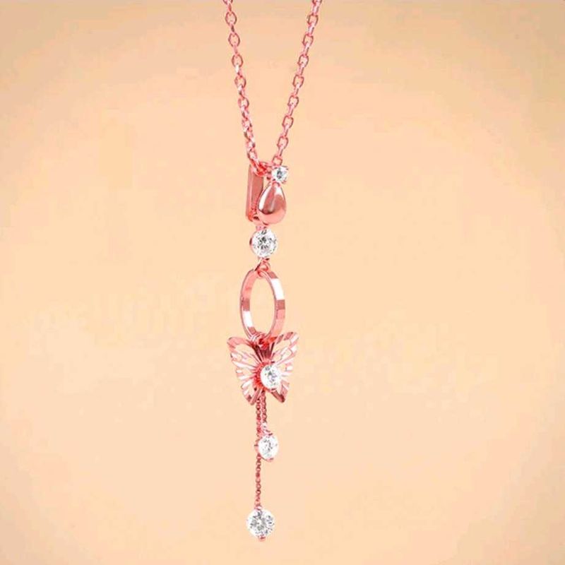 Rose Gold Butterfly Pendant Necklace